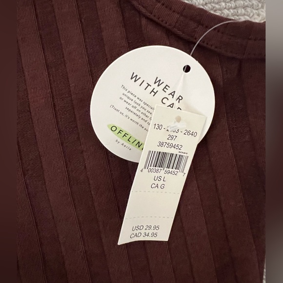 Aerie Offline Groove midi skirt & tank brown rib knit matching set Large NWT - Picture 16 of 16